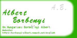 albert borbenyi business card